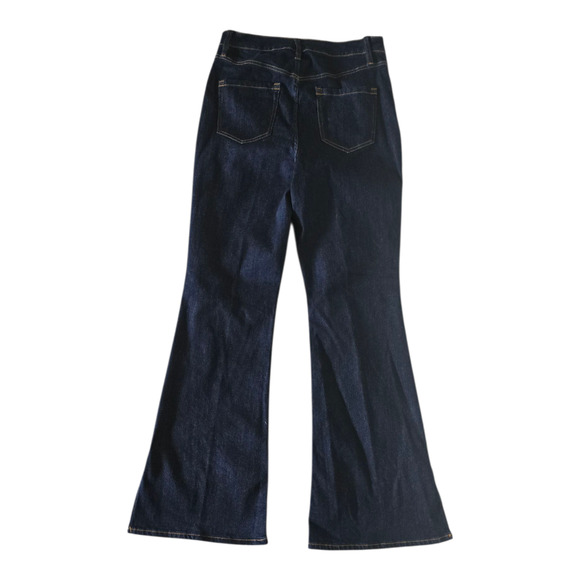 NWOT Women's INC Denim High Rise Flare Jeans Dark Blue 12/31 - Picture 2 of 3